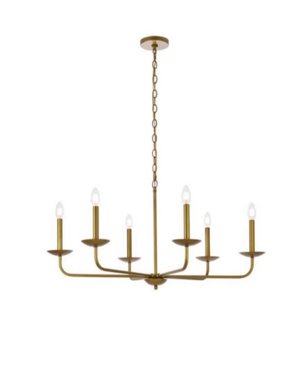 Brass Finish 6 Light Chandelier